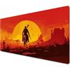 Odrys Red Dead Redemption 2 Tappetino per mouse, Tappetino per mouse da gioco rosso e nero, XXL Tappetino per mouse 900 x 400, tappetino da scrivania grande, impermeabile, antiscivolo, Arthur Morgan (80 x