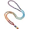 COAI Collana Rosario Uomo Donna Pietre Naturali Chakra, Collana Mala 108 Grani Pietre 7 Chakra Annodate a Mano e Ciondolo Pendolo Esagonale