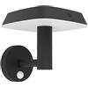 EGLO Lampada a muro LED per esterni Dreoli, lampada solare per esterni con rilevatore di movimento, plastica nera, illuminazione per esterni, IP44