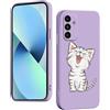 WOKEZ Cover per Samsung Galaxy A35 5G, Protezione Liquido Silicone Custodia per Samsung A35 5G con Gattino, Morbida Antigraffio Full Body Case Protettiva-Viola07