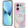 WOKEZ Silicone Liquido Protezione Custodia per Xiaomi Redmi Note13 Pro 4G/Xiaomi Poco M6 Pro 4G con Floreale, Morbida Antigraffio Full Body Case Protettiva-Bianco