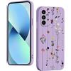 WOKEZ Cover per Samsung Galaxy A35 5G con Fiore, Protezione Liquido Silicone Custodia per Samsung A35 5G, Morbida Antigraffio Full Body Case Protettiva-Viola39