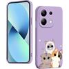 WOKEZ Cover per Xiaomi Redmi Note 13 4G con Gattino, Protezione Liquido Silicone Custodia per Redmi Note 13 4G, Morbida Antigraffio Full Body Case Protettiva-Viola01