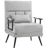 HOMCOM Poltrona Letto Singola 3 in 1 con Cuscino Incluso, in Acciaio e Poliestere, 71x71x97 cm, Grigio Chiaro|Aosom
