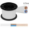Aigostar Cavo elettrico H03VVH2-F 2 x 0,75 mm2 matassa 100mt bianco Aigostar
