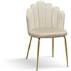 Set di 4 Sedie LILLE in tessuto effetto velluto panna e gambe in metallo color oro