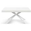 Tavolo CAMAIORE in legno, finitura bianco frassinato e base a X in metallo antracite, allungabile 140×90 cm - 220×90 cm