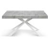 Tavolo CAMAIORE in legno, finitura grigio cemento e base a X in metallo bianco, allungabile 140×90 cm - 220×90 cm