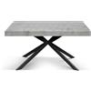 Tavolo CAMAIORE in legno, finitura grigio cemento e base a X in metallo antracite, allungabile 160×90 cm - 240×90 cm