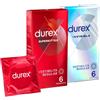 Durex Mix Preservativi, Supersottile Sottili 56 mm 6 unità + Invisible 54 mm Extra Sottili 6 unità, 12 profilattici