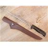 COLTELLO cuoco damasco filetto con fodero in cuoio SARDO manico corno di bufalo