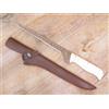 COLTELLO cuoco damasco filetto con fodero in cuoio SARDO manicodi tibia 33cm