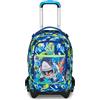 Seven SJ Gang Trolley Scuola Jack 3 Ruote, Blu, SharkStory, 3 in 1, Triplo Uso, Zaino Con Carrello Sganciabile, Tasca Porta Borraccia e Crossover System, Zaino Scuola Viaggio, Bambino Ragazzo