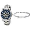 Maserati Set Orologio Maserati Successo + Bracciale R8873621036 Acciaio Blu Cronografo