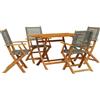 vidaXL AX Tavolo Pranzo 120x70x75cm 4 Sedie Polyrattan Grigio Cortile Giardino 3281695