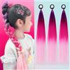 PORSMEER 3 pezzi lunghi viola/rosso/rosa a viola capelli lametta treccia estensione per ragazze e donne, 60 cm liscia coda di cavallo parrucca sintetica estensione capelli treccia