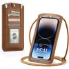 Casecond Donna Borsa a Tracolla per Mini Cellulare Piccola Borsa per Universale Telefono Portatile per iPhone 13 12 11 Pro Max X XR 8 Plus Samsung Z Flip 4 5G S23 Ultra A54 Xiaomi Fino a 7.3 Marrone