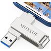 MUXXUE 3 in 1 Chiavetta USB per iphone 256GB, MUXXUE Memoria Esterna iphone, i-Pad, USB C, telefono Android, PC, Tablet, Computer