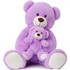 MorisMos 100cm Orso Peluche Gigante, XXL Viola Orsacchiotto Peluche con Bambino, Orsetto Pupazzo Grande Teddy Bear Regalo per Bambino Lei Lui Fidanzata Compleanno Decorazioni