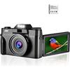 AUBEST Videocamera Videocamera digitale da 48 MP Videocamera Vlog 4K 3.0quot;Webcam digitale selfie con schermo ribaltabile a 180° for obiettivo macro grandangolare(Standard,Only Camera)