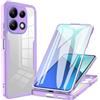 GOKEN Cover per Xiaomi Redmi Note 13 4G, Trasparente 360 Gradi Custodia con Pellicola Protettiva Integrata Rugged Case, TPU Silicone Bumper + PC Retro Rigido, Viola