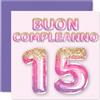 Stuff4 15° Biglietto Auguri Compleanno Ragazze - Palloncini Glitter Rosa Viola - Cartoline di Buon Compleanno 15 Anni Ragazza Figlia Sorella Nipotina 145mm Quindici Quindicesimo Compleanno
