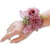 SHTGOI Braccialetto con fiori di rosa, per sposa, damigella d'onore, nastro con fiocco, fiori di seta, fatto a mano, accessorio per matrimoni, banchetti, anniversari, lauree, colore viola chiaro