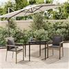 Vidaxl Set Salotto Giardino 3 pz con Cuscini Nero e Grigio Polyrattan