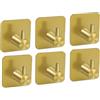Generico Set di 6 Ganci Adesivi in Acciaio Inossidabile,Ganci appendiabiti e portasciugamani,Ganci Adesivi per Appendere Oggetti per Cucina e Bagno Senza Forare (Oro)
