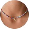 TINGN - Collana girocollo con perline colorate e iniziale, per ragazze e donne, realizzata a mano, stile bohémien, gioielli per ragazze e adolescenti