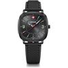 WENGER Quadrante nero sportivo vintage da uomo (37 mm) / cinturino in silicone nero 01.1921.113