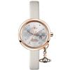 Vivienne Westwood Esclusivo orologio da donna con cinturino in pelle color crema e cinturino in pelle color oro rosa, VV139WGYCM, Moderno