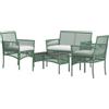 Outsunny Set da Giardino in Rattan da 4 Pezzi con 2 Poltrone da Esterni, Divano e Tavolino da Giardino