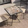 DEGHI Tavolo da giardino 70x70 cm top in gres porcellanato a mosaico in metallo nero - Maestrale