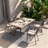 DEGHI Set pranzo tavolo 160x90 cm top mosaico e 4 sedie con braccioli in metallo marrone - Maestrale