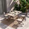 DEGHI Set pranzo tavolo 160x90 cm top mosaico e 4 sedie pieghevoli in metallo marrone - Maestrale