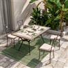 DEGHI Set pranzo tavolo 160x90 cm top in ceramica e 4 sedie in metallo marrone - Maestrale