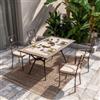 DEGHI Set pranzo tavolo 160x90 cm top mosaico in ceramica e 4 sedie con braccioli in metallo marrone - Maestrale