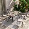 DEGHI Set giardino tavolo 160x90 cm top in ceramica e 4 sedie con braccioli in metallo nero - Maestrale