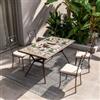 DEGHI Set pranzo tavolo 160x90 cm con top in ceramica e 4 sedie in metallo marrone - Maestrale