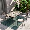 DEGHI Set pranzo tavolo 160x90 cm top in ceramica a quadri e 4 sedie in metallo marrone - Maestrale