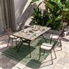 DEGHI Set pranzo tavolo 160x90 cm top ceramica e 4 sedie con braccioli in metallo marrone - Maestrale