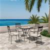 DEGHI Set pranzo tavolo 70x70 top in ceramica e 4 sedie con braccioli in metallo nero - Maestrale