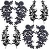 GORGECRAFT 8 pz 2 stili Fiori Ricamo Pizzo Applicazioni Tessuto Floreale Cucire su Applique Vintage Colletto Scollatura Finiture Toppe per Cucire Abito Da Sposa Abbigliamento Cappello Borsa Jeans Nero