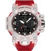 RORIOS Orologio Militare da Uomo Orologio Moda Sportivo da Polso Orologio Multifunzione Elettronico Orologio Digitale Quarzo Orologio Doppio Display 5ATM Rosso