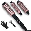 Layhou Thermal Brush, spazzola termica da 30/38/45 mm, spazzola termica in ceramica con 3 spazzole di ricambio, spazzola rotonda, regolazione della temperatura da 110 a 190 ℃ per volume radici e ricci