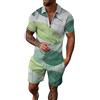 Generic Tuta sportiva da uomo Tuta da ballo Smoking Set da uomo 3D a maniche corte pantaloncini da spiaggia tropicale hawaiano SS Body pantaloncini sportivi tuta sportiva da uomo giacca, Verde, M