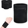 GANILITY Borsa da Polso Sportiva, 4 Pezzi Borsa da Polso con Chiusura Lampo, Black wristband bag, Polsino Sportivo per Chiavi, Polsini Sudore Yoga, Borsa da Polso con Tasca con Cerniera, per Basket, Sport