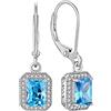 YL Orecchini Rettangolare Argento 925 con pietra portafortuna di Marzo Acquamarina Orecchini per donna