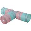 KERBL PET Tunnel gatti Triangle, turch./ rosa/grigio, Ø25x80x50 cm